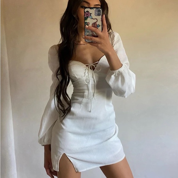 Princess Polly White Long Sleeve Dress - Picture 4 of 4